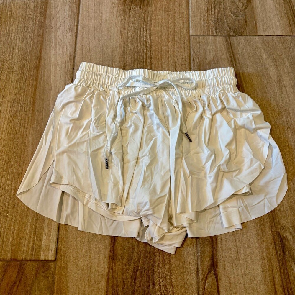 GB Skort Womens Size S White Flowy Athletic Running Shorts Drawstring